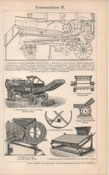 1908 - alter Druck - Erntemaschinen